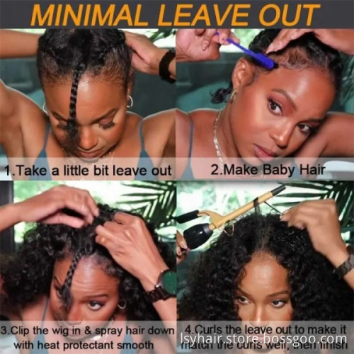 HotSell Glueless V Part 0 Skill Needed Wig Beginner Friendly Natural Scalp Curly Human Hair Upgrade U part Wig Without Leave out